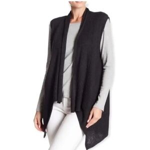 Eileen Fisher Open Front Sleeveless Cardigan Vest 100% Wool Size Medium Grey